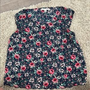 LC Lauren Conrad Blue Smocked Sleeveless Tank Top